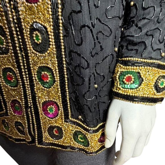 VINTAGE LAURENCE KAZAR Beaded Jazz Club Evening Jacket - Picture 9 of 10